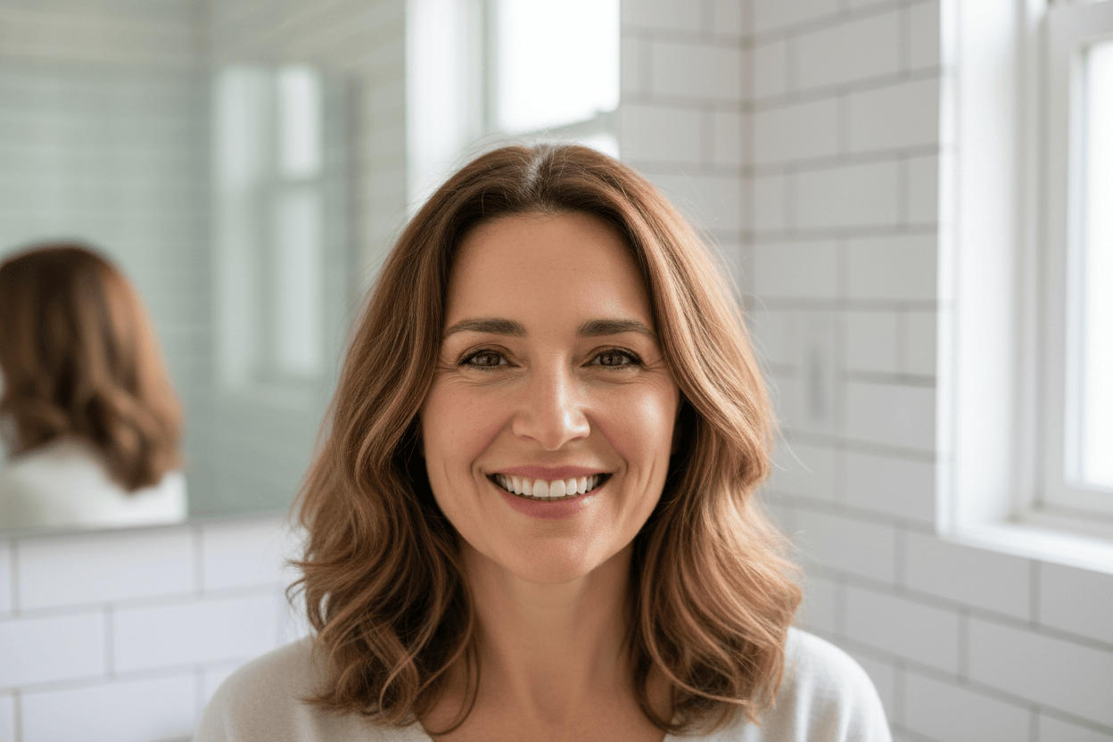 change her background to bathroom 